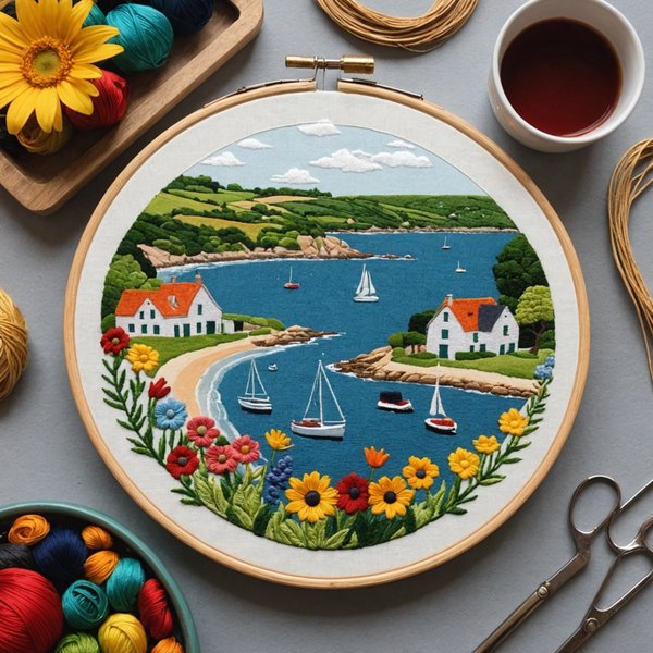 Où trouver une maison de vacances en Bretagne avec des ateliers de broderie et des excursions en bateau?